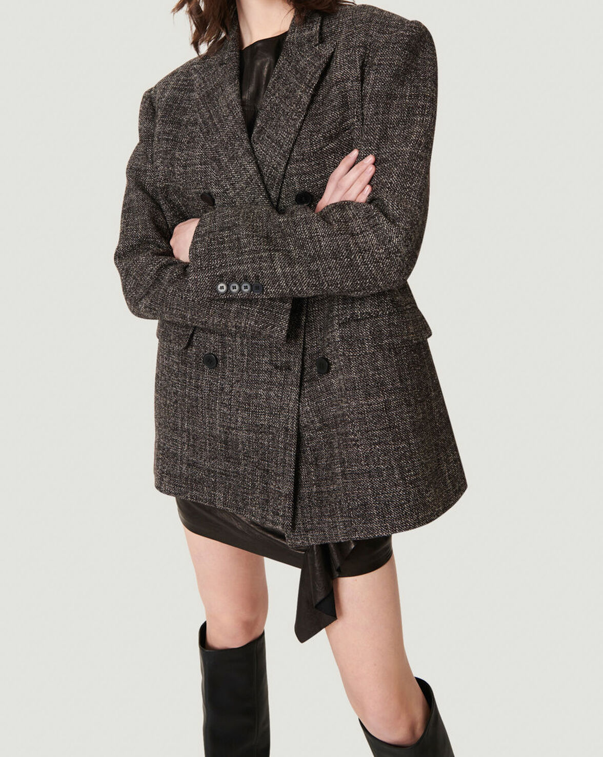 SIGO TWEED OVERSIZED BLAZER JACKET image number null